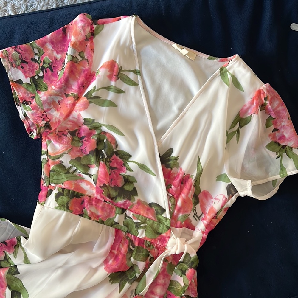 Entro Long Floral Wrap Dress Sz S